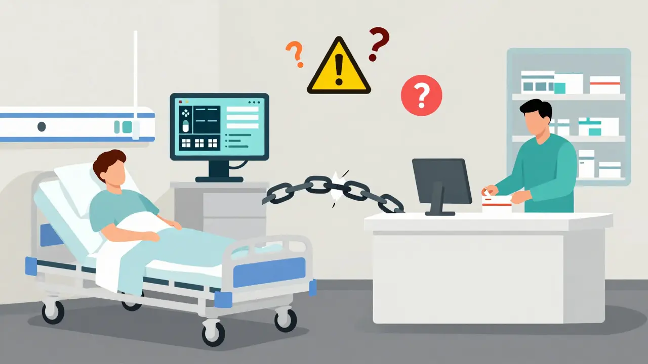 Disconnected hospital and retail pharmacy systems causing medication confusion